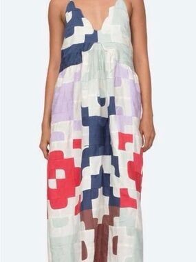 Sea New York Sleeveless Maxi Dress in Mint, White, Blue & Red